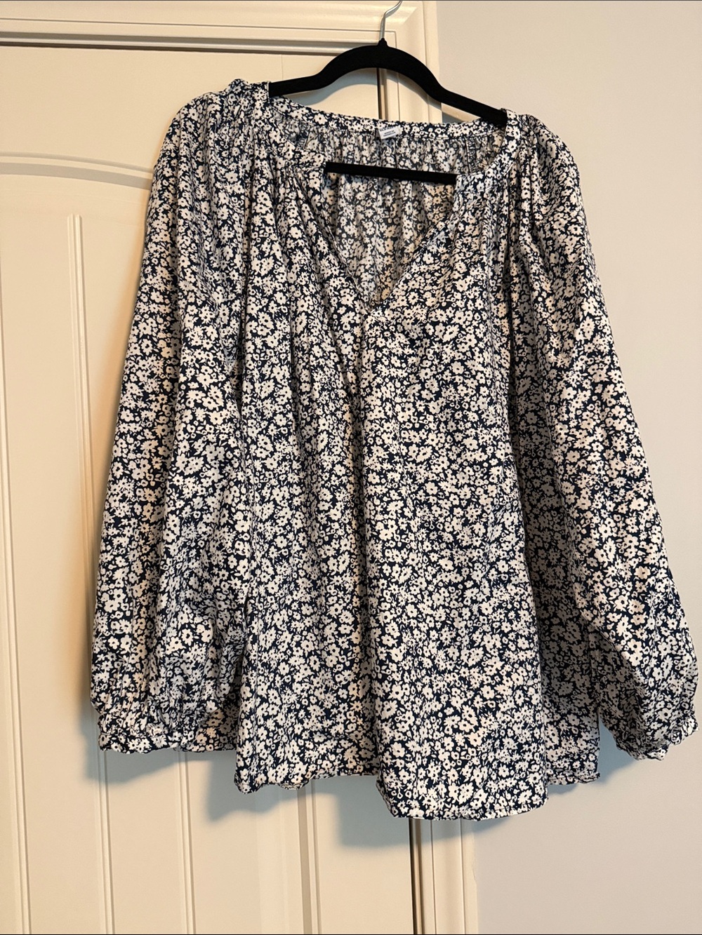 Old Navy Blue and White Floral Top